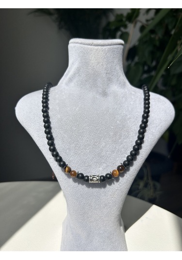 Doğaltaş Oniks Erkek Kolye Çok REnkli