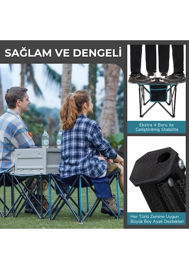 Fundango Cozy Stool Plus Ultra Konforlu Destekli Katlanır Tabure Black Siyah