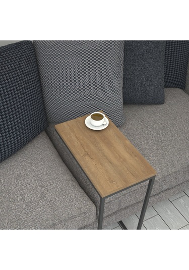 Callen Yan Sehpa & Tekerlekli Servis Sehpası Metal Kafkas Meşe