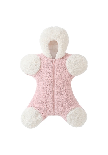 Xiyyadms Yumuşak Tüylü Bebek Uyku Tulumu - Kapüşonlu Ve Çift Fermuarlı Kışlık Bebek Kundağı Pembe