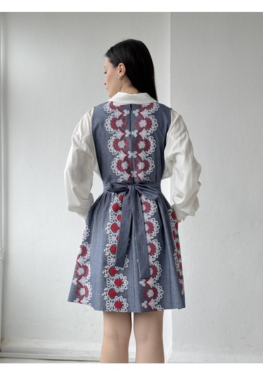 Retrobird Mandy Nakış Detaylı Kısa Jile Elbise Kadın İndigo-13901 Indigo