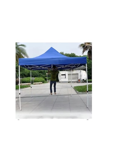 Otomatik Gazebo Çardak 240 X 240 Cm Tente Teras Bahçe Kamelyası Gölgelik Mavi Mavi