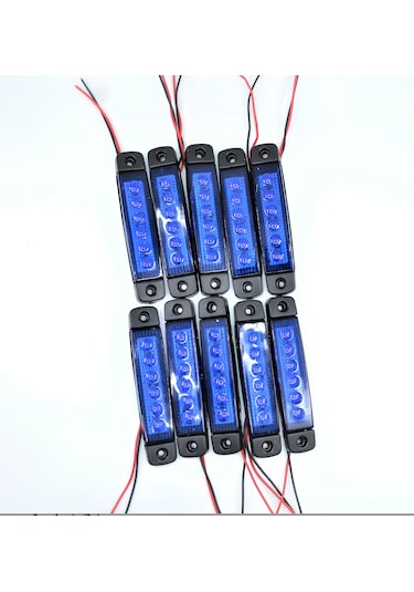 10 Adet Mavi Parmak Lamba 6 Led 12v 24v