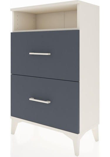 Arges Komodin Tek Raflı 2 Çekmeceli 60x30x96 Aytaşı-antrasit Aytaşı