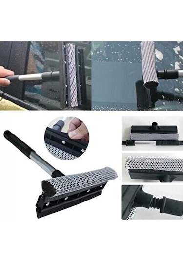 Akvaryum Temizleme Teleskopik Sap - Çekçekli Cam Silme Aparatı Siyah