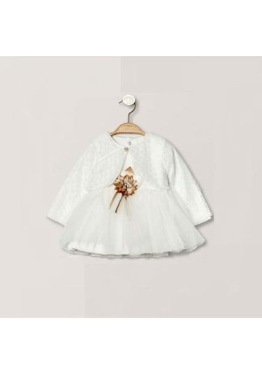 Bolerolu Tül Elbise Beyaz