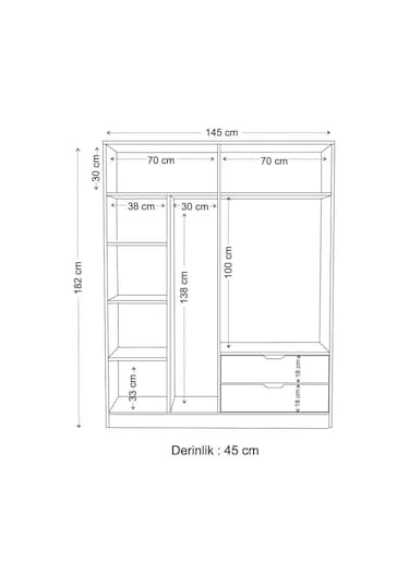 Moderno Xl 4 Kapaklı 2 Çekmeceli Gardırop Geniş Aileler İçin Şık Çözüm Beyaz