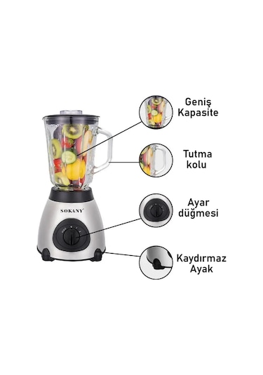 Sokany SK-148S Cam Öğütücü & Blender