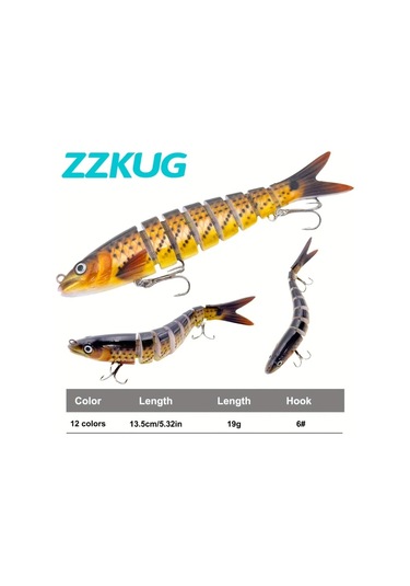 Fochsia Zzkug 12 Parça Yapay Yem Seti 13.5cm 19g 8 Bölüm Titreşimli Şekilli Yüzey Yemi Tatlı Ve Tuzlu Su İçin