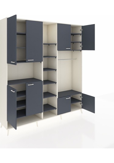 Hyperion Dolap 18 Raflı 8 Kapaklı Tek Askılı 220x44x243 Aytaşı-antrasit/antrasit Antrasıt/antrasıt