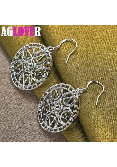 925 Ayar Gümüş Yuvarlak Yıldız Damla Küpe Takı