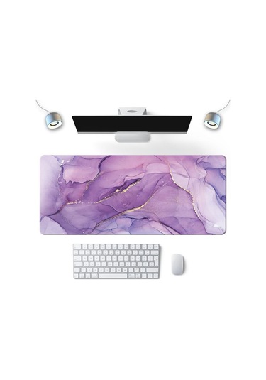 Mermer Dokulu Mouse Pad Klavye Matı Mor 300x600x2mm Mor