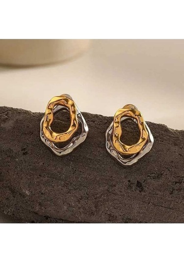 Flybuy Vintage Paslanmaz Çelik Damlacık Küpe Kadın - Bakır Saplama 1.5cm Gümüş Gümüş