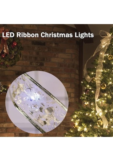 Agoodshop Noel Şerit Işıkları, Led Noel Dize Işık - Akülü Parlayan Şerit Işıklar, Noel Atmosferi Ekleme, Beyaz