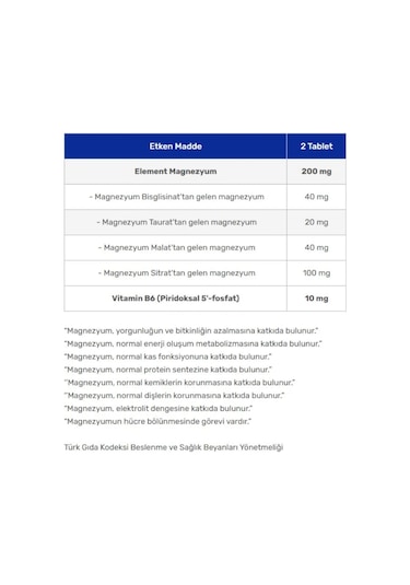 Magnezyum Complex 60 Tablet X 2 Adet