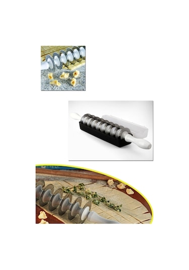 Çelik Bıçaklı Mantı Kesme Merdanesi 9 Bıçaklı Hamur Mantı Kesici