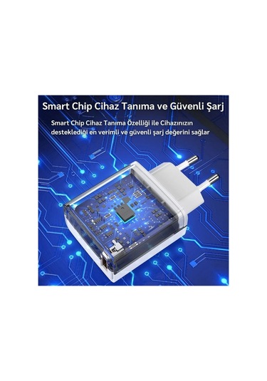 Ac-107 67watt, 1xusb-a 1metre Usb-a To Usb-c Kablolu Duvar Şarj Aleti