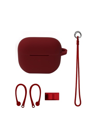 Airpods Uyumlu 3 İçin Bluetooth Kulaklık Silikon Kapak Seti, Renk: El İpi Seti Şarap Kırmızı Diğer