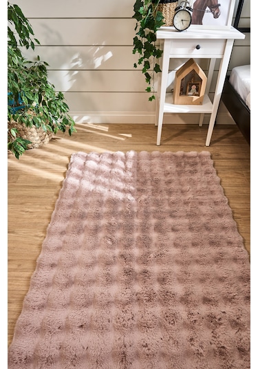 Yünteks Bubble Kabartmalı Peluş Post Halı 120x180 Pudra