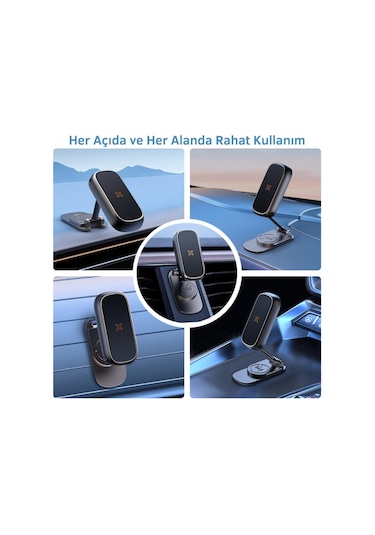 Polham Güçlü Mıknatıslı Metal Araç İçi Telefon Tutucu, Mutfak Duvarı, Masa Üstü Telefon Tutucu Döner Başlıklı