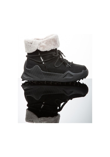Kadın Günlük Nubuk Deri Kar Bot Bootie Postal İçi Kürklü Düğmeli Ve Bağcıklı Kaymaz Taban 501 Siyah