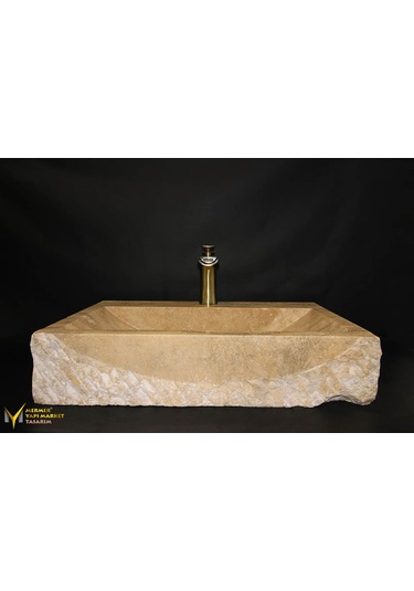 Traverten Batarya Çıkışlı Su Yolu Lavabo