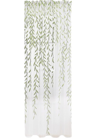 Oturma Odası İçin Yıkanabilir Modern Şeffaf Perdeler Yeşil 260 Cm Diğer