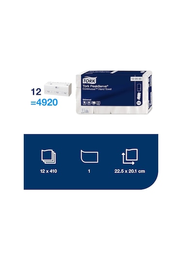 Tork 100585 Peakserve Havlu 12 Paket X 410 Yaprak Beyaz