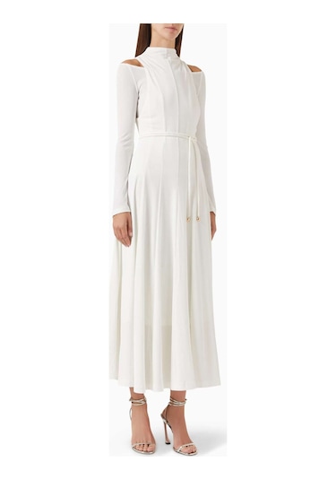 Eegen Studio Diep Dönüştürülebilir Kemerli Elbise Rib - Knit, Off - Shoulder Beyaz
