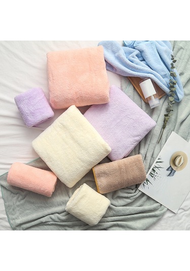 Kosona Mor Koral Fleece Banyo Seti Yıkama Havlu + El Havlu - Yumuşak, Dayanıklı Ve Çok Amaçlı Kullanım Diğer