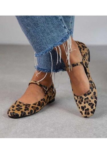Leopar Süet Şık Günlük Ortopedik Tabanlı Kadın Babet LEOPAR