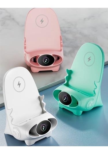 Sandalye Standı Manyetik Emişli Telefon Tutucu 15w Kablosuz Şarj Cihazı, Beyaz Beyaz