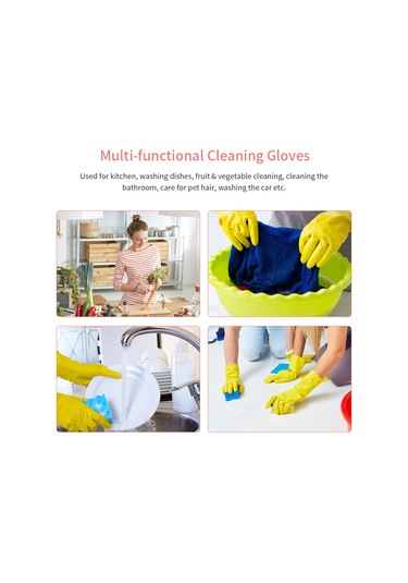 Ranyeek Sünger Lastik Ev İşleri Eldiveni - Yıkama Ve Temizlik İçin İnce L Beden Sarı Tam Parmaklı Eldiven