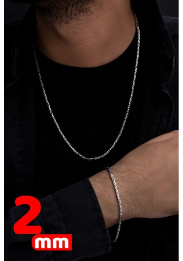 Erkek Gümüş Set - 2mm Yuvarlak Kral Model Ikili Set Işıklı Kutu