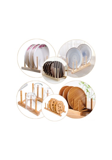 Dianziye Bambu Ahşap Çıkarılabilir 5 Bölmeli Lavabo Kurutma Rafı Tabak Bardak Gereç Depolama Organizer Mutfak Dolap Diğer