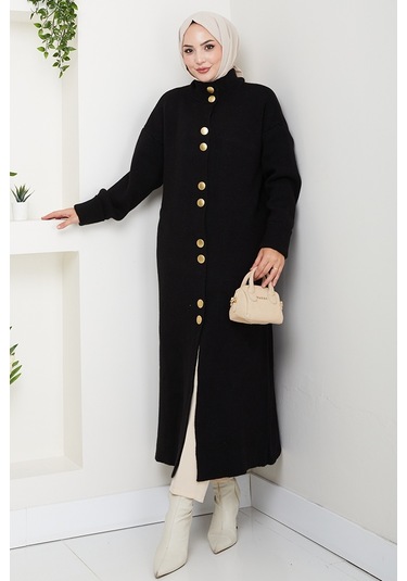 Reha Düğmeli Triko Hırka 1603 - Siyah Siyah