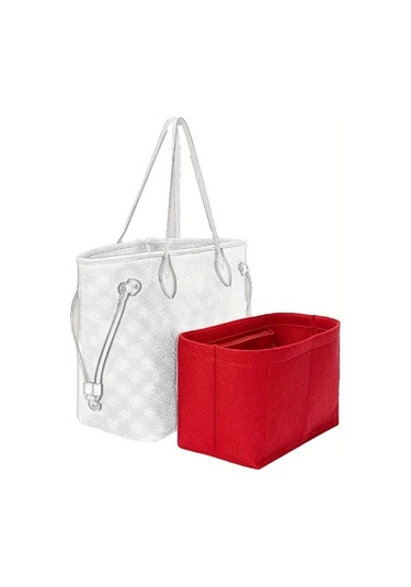 Fochsia Kırmızı Polyester El Çantası Organizatör Seti Fermuarlı Cepli Taşınabilir Çanta Şekillendirici Çok Cepli Saklama Çözümü Gümüş Eskitme