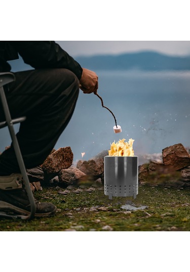 Tenfowee Taşınabilir Demir Isı Kaynağı - Doğal Yakıt İle Verimli Isıtma - Ev Ve Kamp İçin - 13x13x16cm Gri