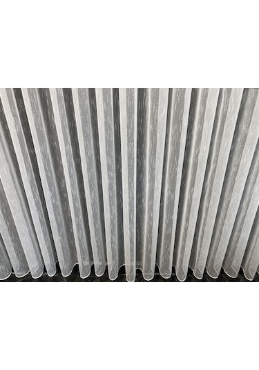 Perdefony Ekru Şantuk Çizgili Düz Tül Perde