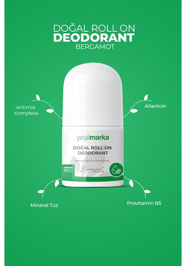 Yeşilmarka Bergamot Kokulu Doğal Unisex Roll-On Deodorant 50 ML