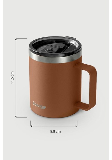 Stevig 1 Cap Daily Mug Kupa Çelik Termos 350 Ml Autumn Leaf St-267 Turuncu