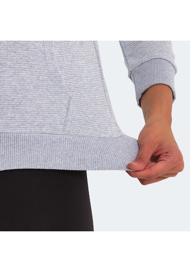 Slazenger PEMA I Kadın Fermuarlı Kapüşonlu Cepli Gri Sweatshirt