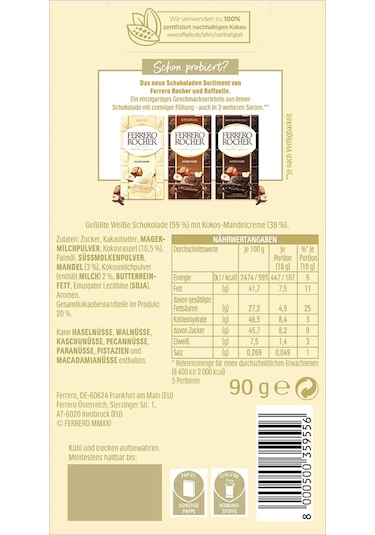 Ferrero Confetteria Raffaello Kokos Beyaz Çikolata 90 G