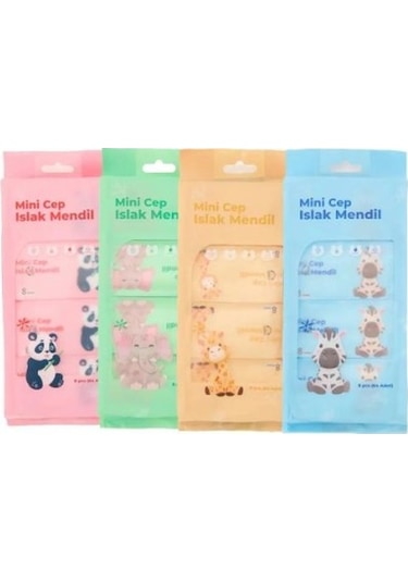 Büro Ev Ofis Hijyeni İçin 8 Adet Mini Cep Tipi Islak Mendili Seti