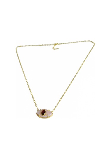 Doğal Taşlı Küçük Boy Göz Gümüş Kolye