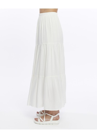 Eva Uzun Etek-3227 Ekru