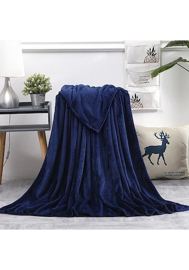 Lacivert Ev Düz Renk Flanel Ağırlıklı Battaniye Süper Sıcak Yumuşak Katı Atma Battaniyeler Kanepe Yatak Ç. K. Battaniye 55764714 Lacivert