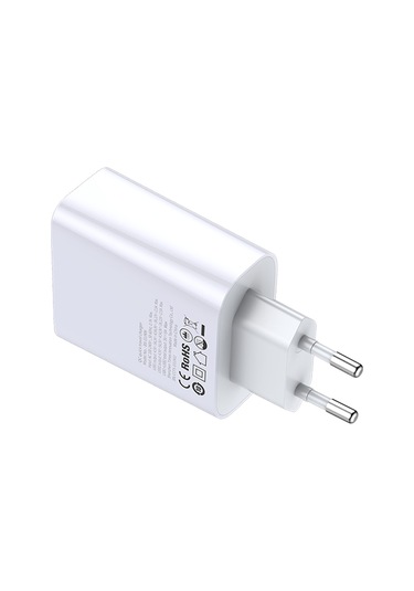 Hombey Baseus Hızlı Şarj Cihazı, Type-c + Usb, 30w Pps, Çoklu Hızlı Şarj Desteği, Evrensel Voltaj 100-240v , Beyaz, Avrupa Standartı