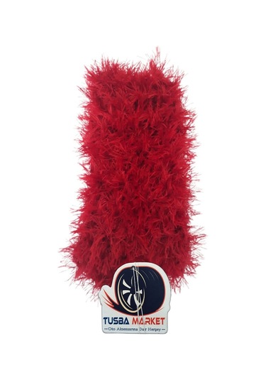Oto Kırmızı Vites Püskülü / Tüylü Peluş Vites Körüğü Püskülü