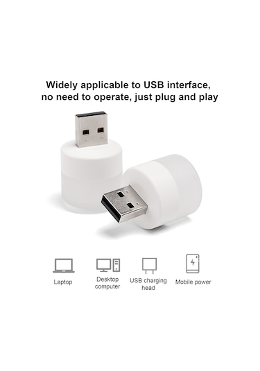 Konesam Usb Led Güneş Işığı Korumalı Mini Gece Lambası - Öğrenci Için Fonksiyonel Ambiyans Aydınlatma Opp Paketi Beyaz